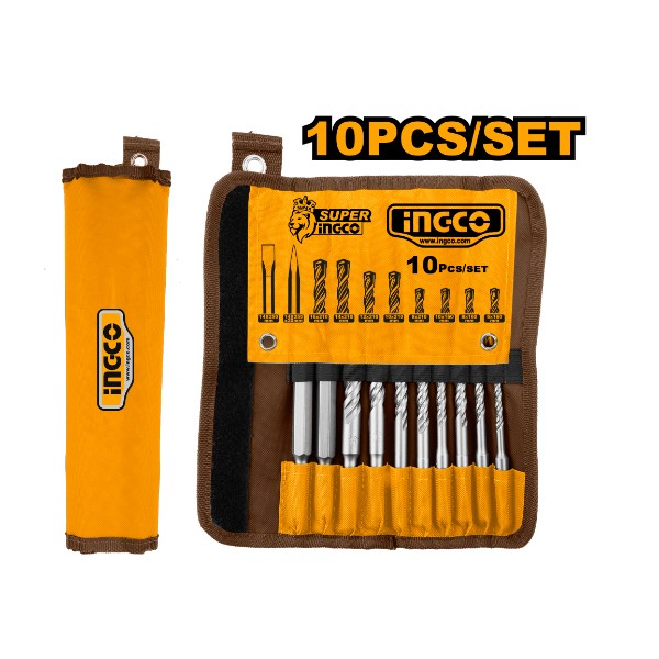 10pcs Hammer Drill Bits And Chisels Set AKD2101 Ingco - Ghana
