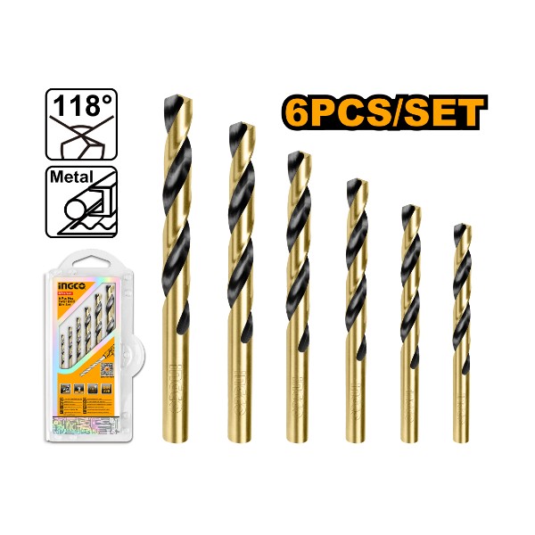 6PCS HSS Twist Drill Bits Set AKDB1065 Ingco - Ghana
