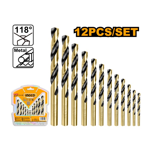 12PCS HSS Twist Drill Bits Set AKDB1125 Ingco - Ghana