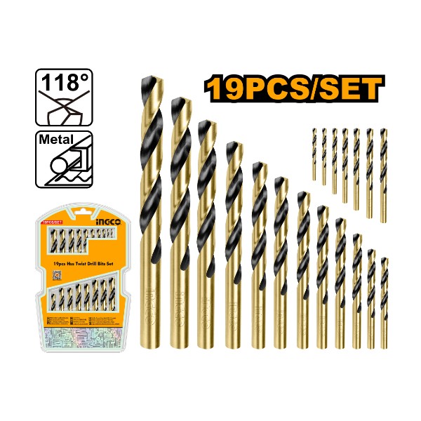 19Pcs HSS twist drill bits set - P20 | AKDB9190 Ingco - Ghana