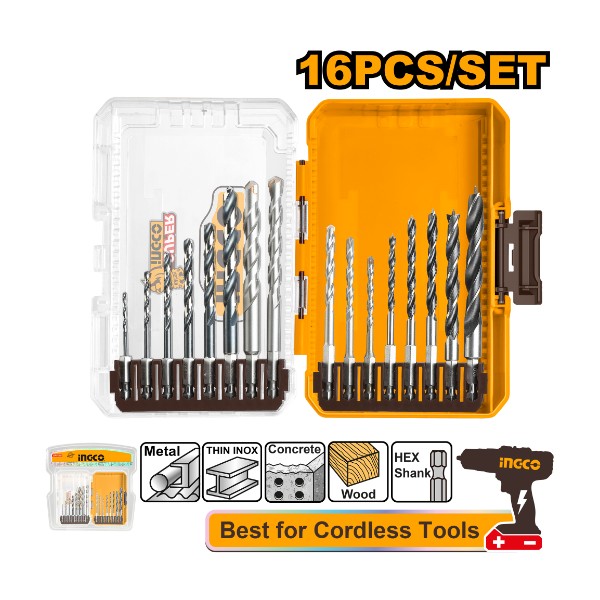 16 Pcs metal, multifunction drill, and wood drill bits set - P6C12 | AKDL11606 Ingco - Ghana
