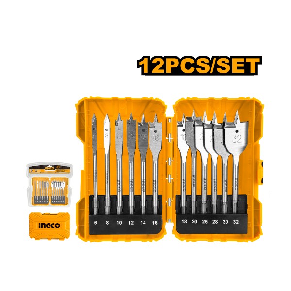12 Pcs flat wood drill bits set 152mm - P6C12 | AKDL1201 Ingco - Ghana