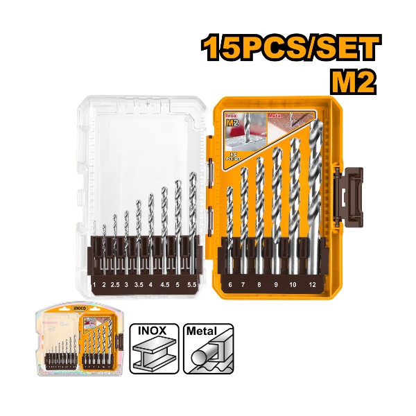 15 Pcs M2 HSS drill bits set - P6C12 | AKDL51508 Ingco - Ghana