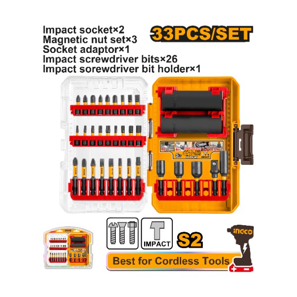 33 Pcs impact screwdriver bits and sockets set - P6C12 | AKDL63306 Ingco - Ghana