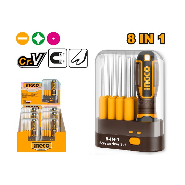 9 Pcs Interchangeable Screwdriver Set AKISD0901 Ingco - Ghana