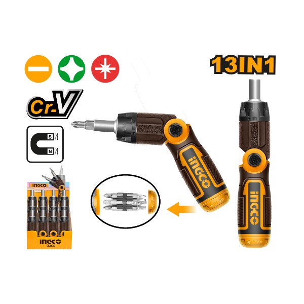 13 IN 1 Ratchet Screwdriver Set AKISD1208 Ingco - Ghana