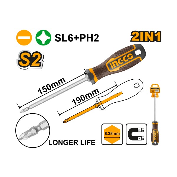 2 In 1 screwdriver set S2 - P12C144 | AKISD26150 Ingco - Ghana