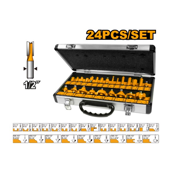 24 Pcs Router bits set 6mm - C10 | AKRT24061 Ingco - Ghana