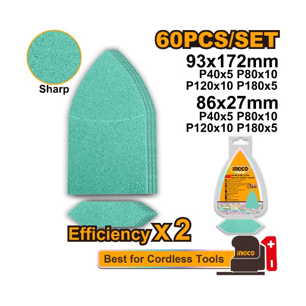 Sanding sheet 60 pcs set for CPSLI2014 - P10C20 | AKTS938660 Ingco - Ghana