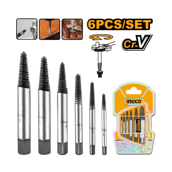 6 Pcs screw extractor set | ASE106 Ingco - Ghana