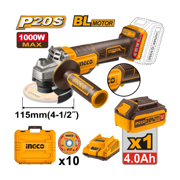 Lithium-Ion angle grinder CAGLI2111561 Ingco - Ghana