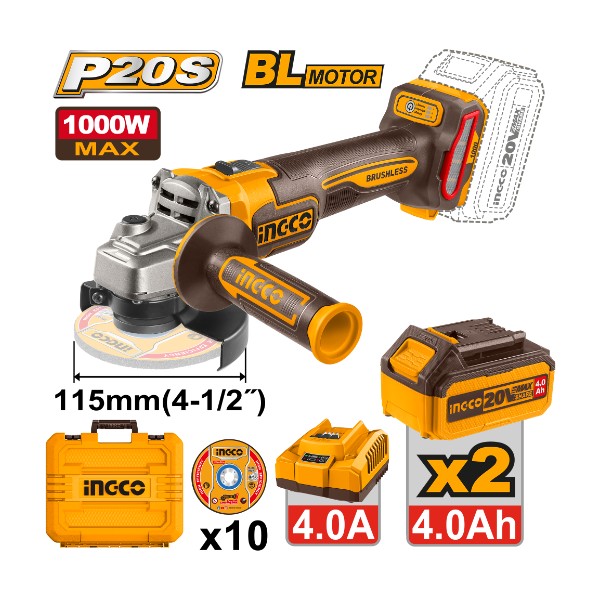 Cordless angle grinder 20V 4.5" 1000W - P1C4 | CAGLI271532 Ingco - Ghana