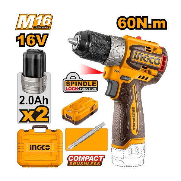 Compact brushless cordless drill | CDLI16682 Ingco - Ghana