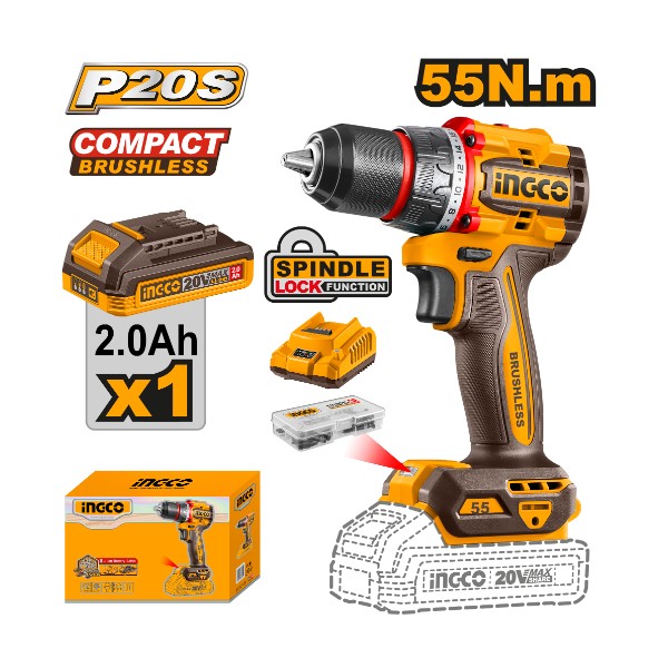 Cordless Drill 20V 55Nm + Battery - P1C5 | CDLI205582 Ingco - Ghana
