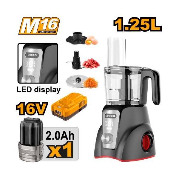Cordless food processor 16V + Battery - P1C4 | CFP027K Ingco - Ghana