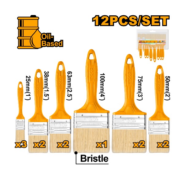 12 Pcs paint brush set - P6C36 | CHPTB78601201 Ingco - Ghana