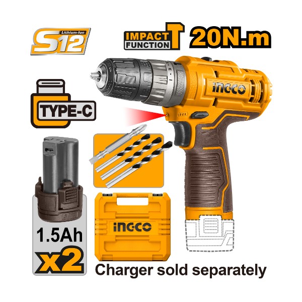 Cordless impact drill | CIDLI12202 Ingco - Ghana
