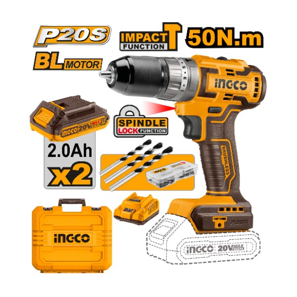 Lithium-Ion brushless impact drill CIDLI20508 Ingco - Ghana