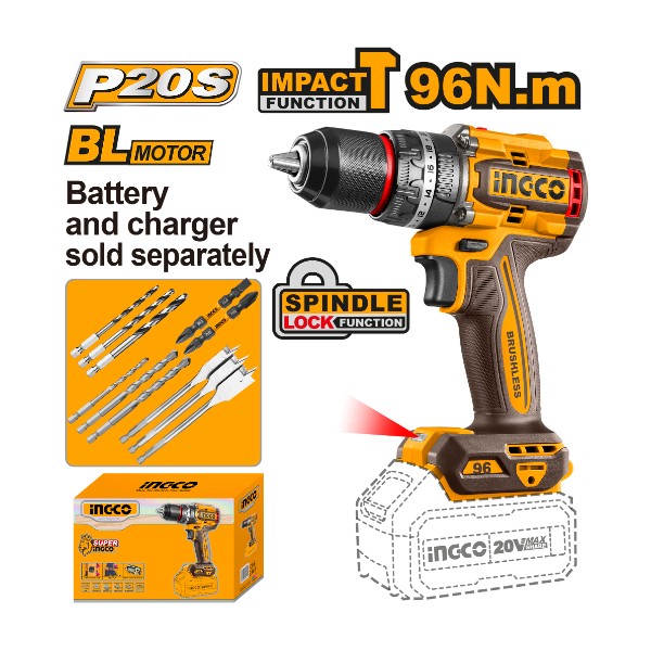 Cordless impact drill 20V 96Nm - P1C5 | CIDLI209681 Ingco - Ghana