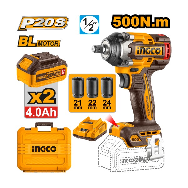Lithium-Ion impact wrench CIWLI2050 Ingco - Ghana