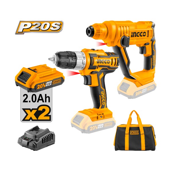 Lithium-Ion Cordless 2-Pc. Combo Kit CKLI2008 Ingco - Ghana
