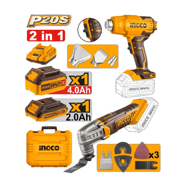 Cordless 2 Pcs combo kit Heat Gun + Multi Tool 20V - P1C4 | COSLI230703 Ingco - Ghana