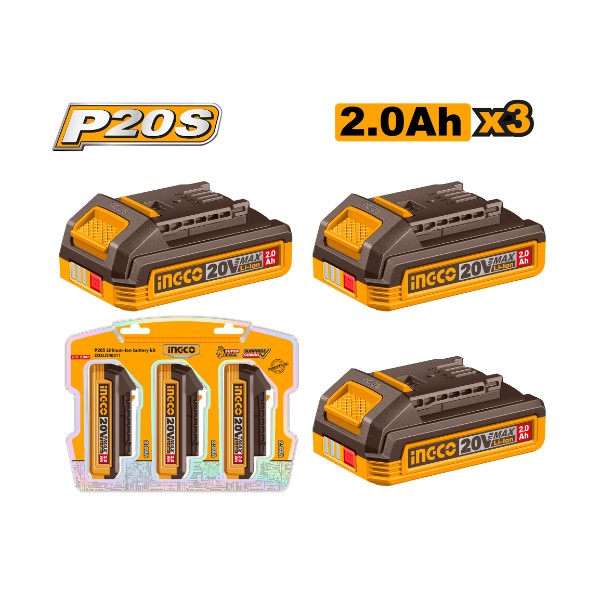 3 pcs Battery 20V 2Ah | COSLI240311 Ingco - Ghana