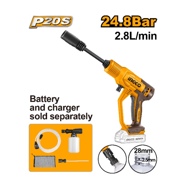 Cordless pressure washer 20V 24.8Bar - P1C6 | CPWLI2036 Ingco - Ghana