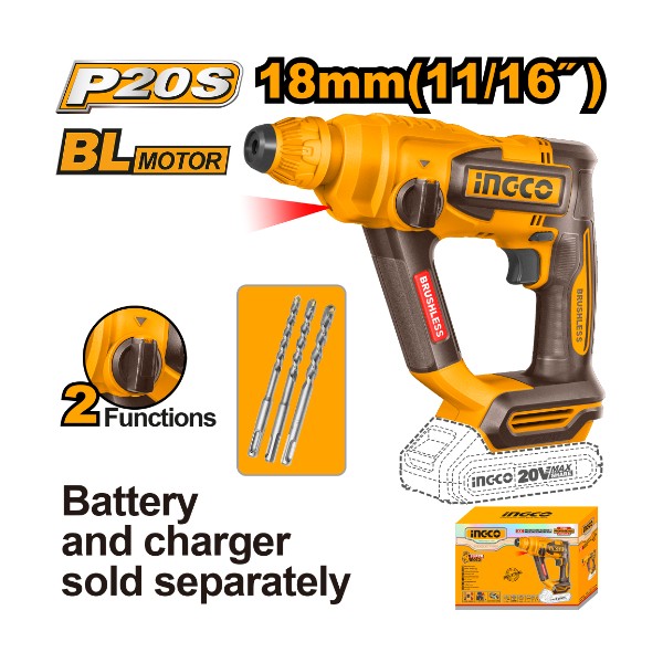 Cordless rotary hammer 20V 18mm - P1C4 | CRHLI20188 Ingco - Ghana