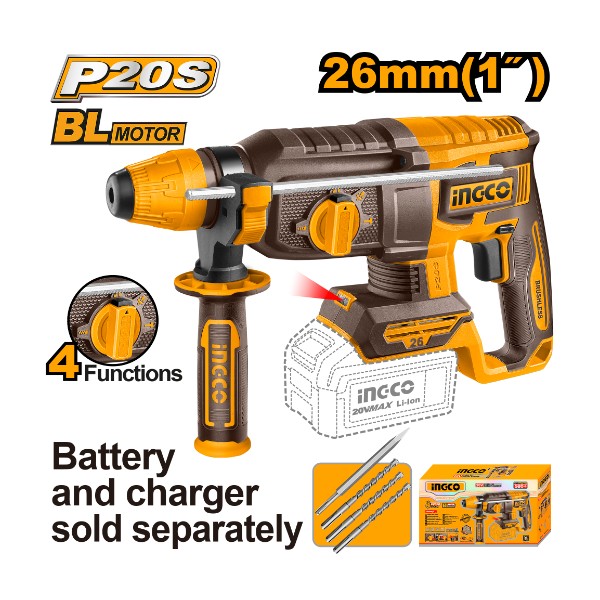 Cordless rotary hammer 20V 26mm - P1C4 | CRHLI20268 Ingco - Ghana