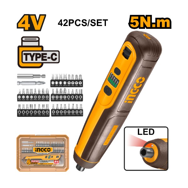 Lithium-Ion cordless screwdriver 4V USB-C - C20 | CSDLI0406 Ingco - Ghana
