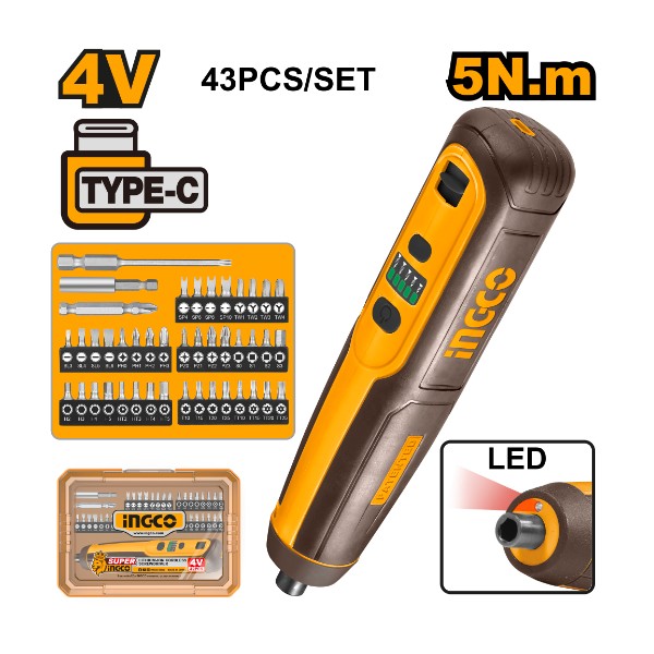 Cordless screwdriver 4V 5Nm USB-C - P5C20 | CSDLI04062 Ingco - Ghana