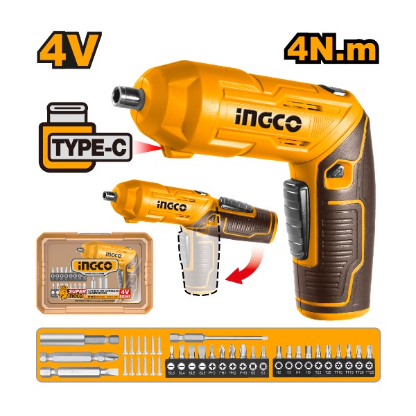 Cordless screwdriver 4V 4Nm 24pcs set - P5C20 | CSDLI04425 Ingco - Ghana