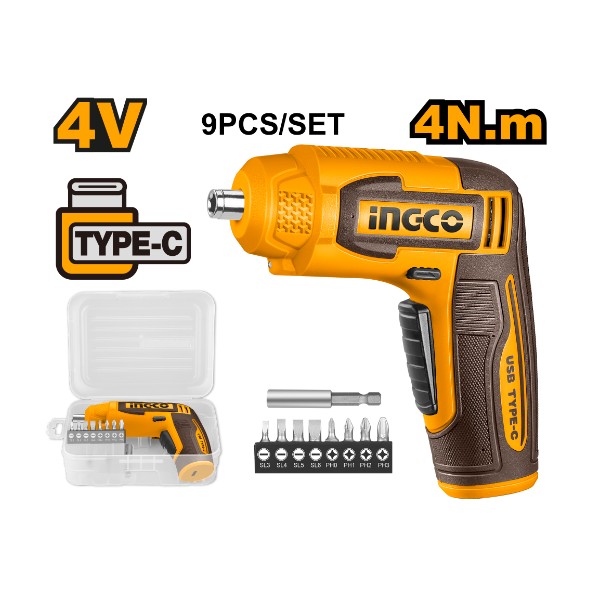 Cordless screwdriver 4V 4Nm 9pcs set - P5C20 | CSDLI0458 Ingco - Ghana