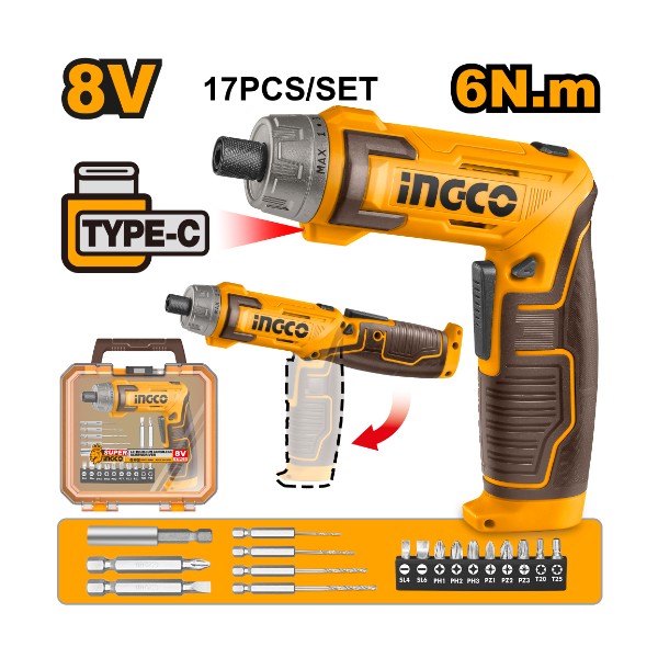 Cordless screwdriver 8V Type-C - P5C20 | CSDLI08025 Ingco - Ghana