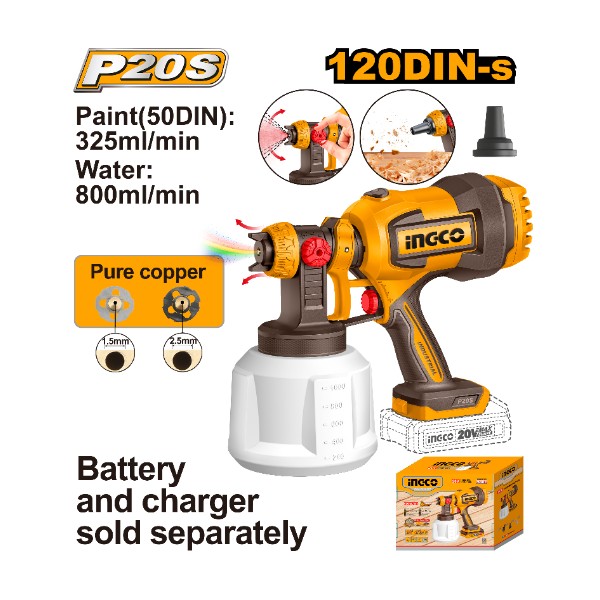Cordless spray gun 20V - P1C8 | CSGLI2004 Ingco - Ghana