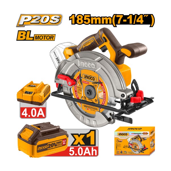 Cordless circular saw 20V 7.25" + Battery - P1C4 | CSLI18513 Ingco - Ghana