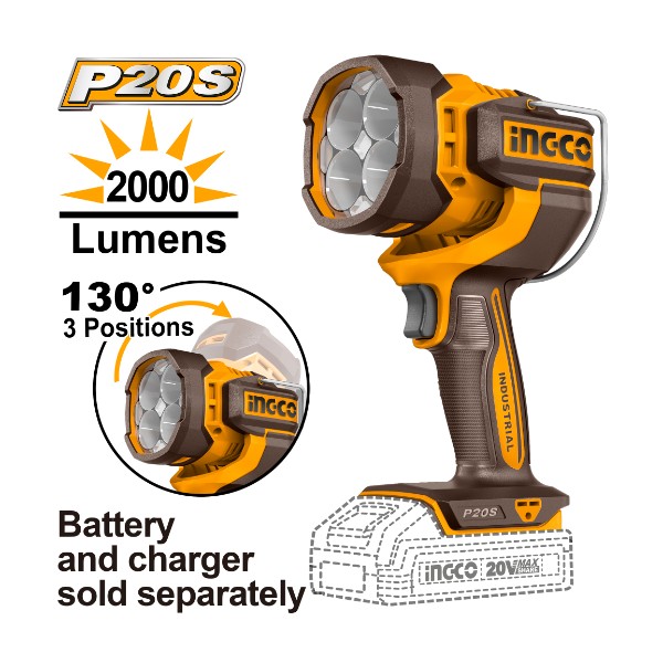 Cordless work lamp 20V 2000lm - P1C8 | CWLI2088 Ingco - Ghana