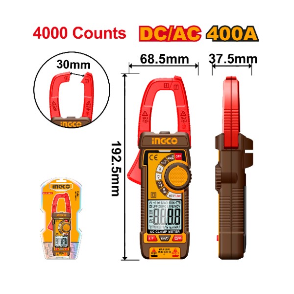 DC/AC clamp meter 400A 4000 Counts - P10C20 | DCM62002 Ingco - Ghana