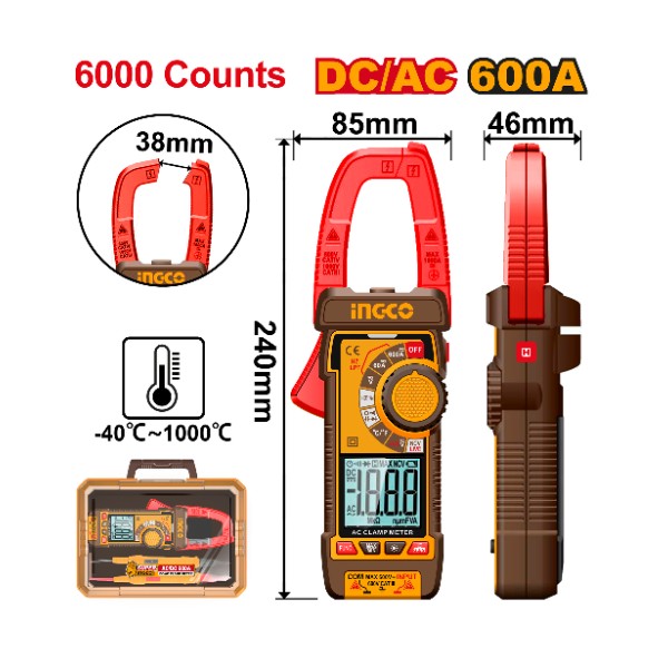 DC/AC clamp meter 600A 6000 Counts - P5C10 | DCM66002 Ingco - Ghana