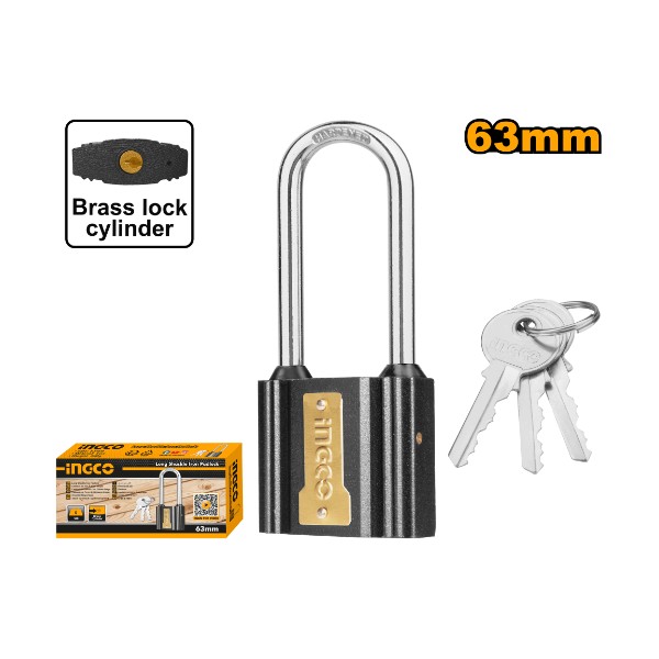 Long shackle iron padlock 63mm - C48 | DIPL0631L Ingco - Ghana
