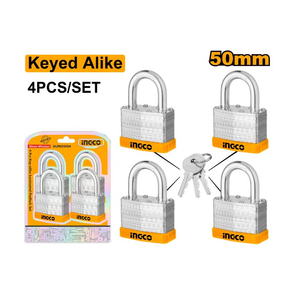 4Pcs key-alike laminated padlock set 50mm - P6C18 | DLPK05004 Ingco - Ghana