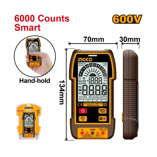 Digital multimeter 600V 6000 counts - P20C40 | DM16004 Ingco - Ghana