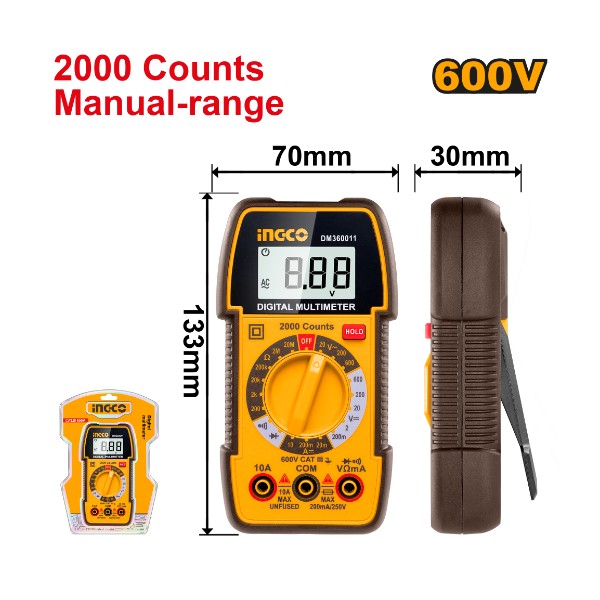 Digital multimeter 600V 2000 Counts - P20C40 | DM360011 Ingco - Ghana