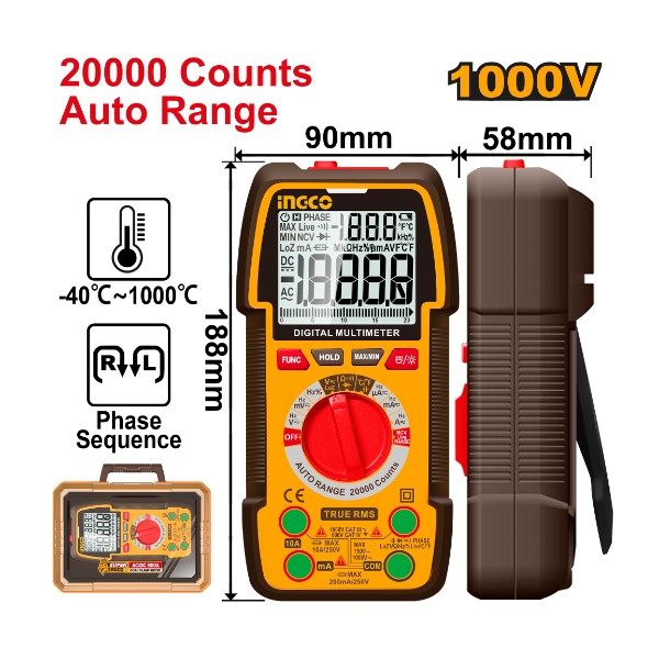 Digital multimeter 1000V 20000 Counts - P6C12 | DM410003 Ingco - Ghana