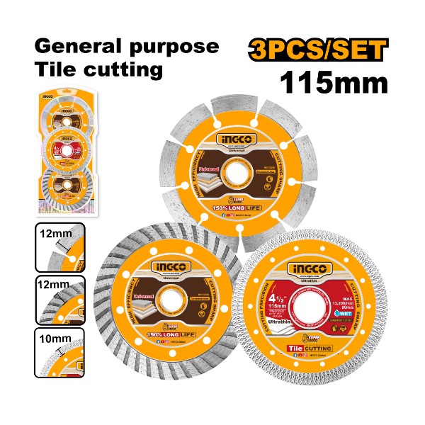 3Pcs diamond disc combo set - P10C40 | DMD063115 Ingco - Ghana