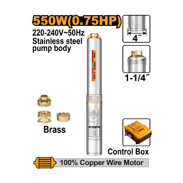 4" Deep well pump 550W 0.75HP - C1 | DWP55062 Ingco - Ghana