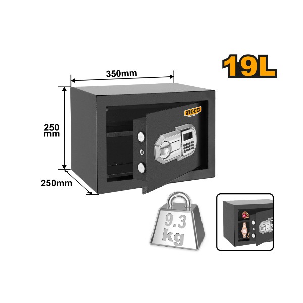 Electronic safe 25*35*25cm - 19L | ESF2502 Ingco - Ghana