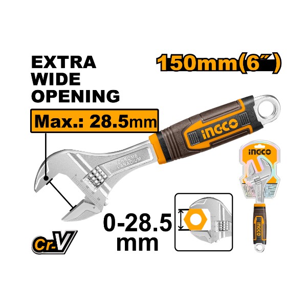 Adjustable wrench 6" rubber handle - P6C60 | HADW131068 Ingco - Ghana