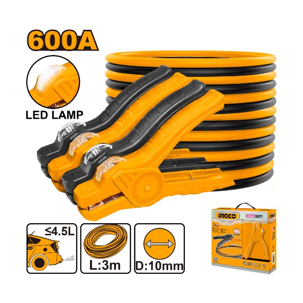 Booster cable with lamp 600A - P1C8 | HBTCP6008L Ingco - Ghana